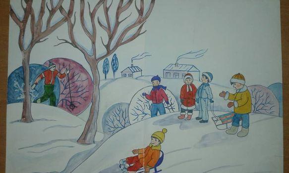 «Аяз ата»  балалар суреттерінің байқауы бойынша оқушылардың онлайн сурет көрмесі.